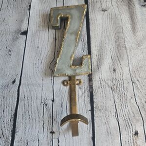 Rustic Gold and Gray Wall Hook - letter Z